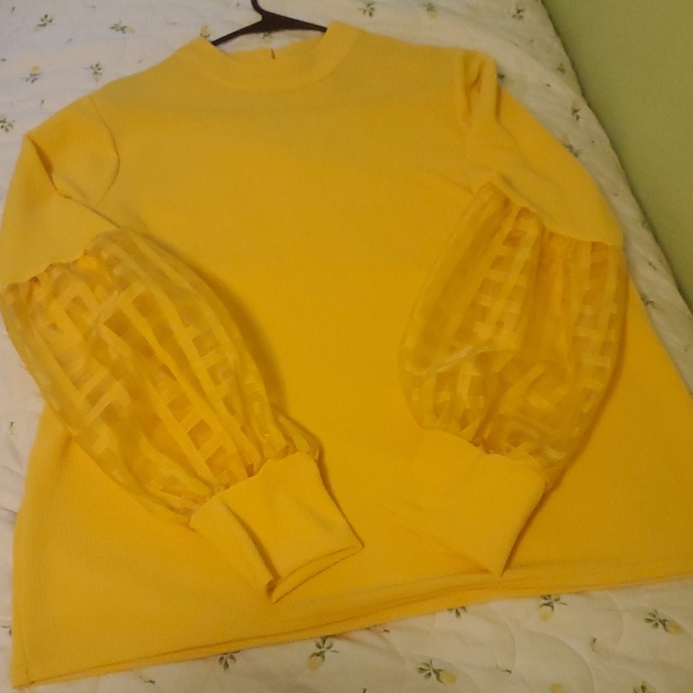 Bubble lace sleeve shirt